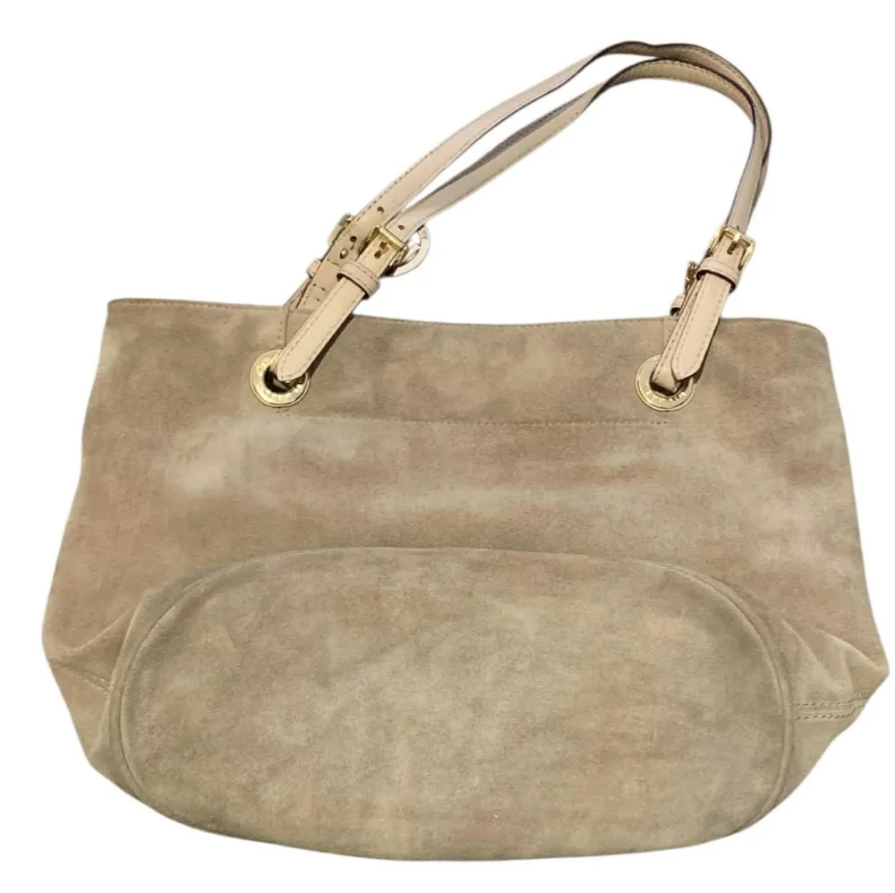 ​Michael Kors Fulton Large N/S Suede Tote‎ Bag Dark Dune Taupe Open Bucket - Picture 3 of 9